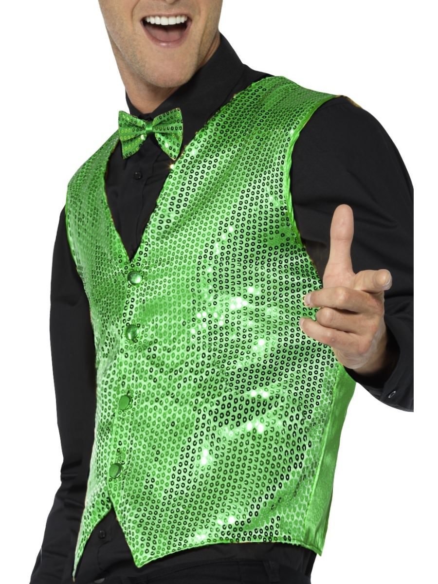 Sequin Waistcoat, Green Wholesale