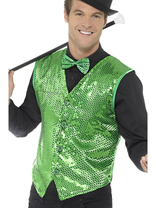 Sequin Waistcoat, Green Wholesale