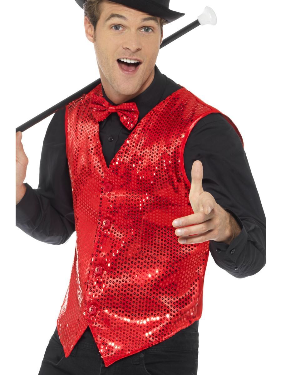 Sequin Waistcoat, Red Wholesale