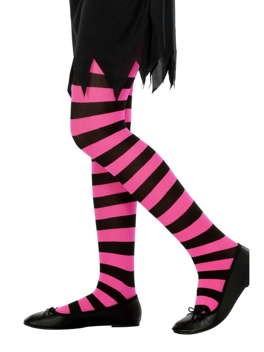 Tights, Black & Fuchsia, Age 6-12 Wholesale