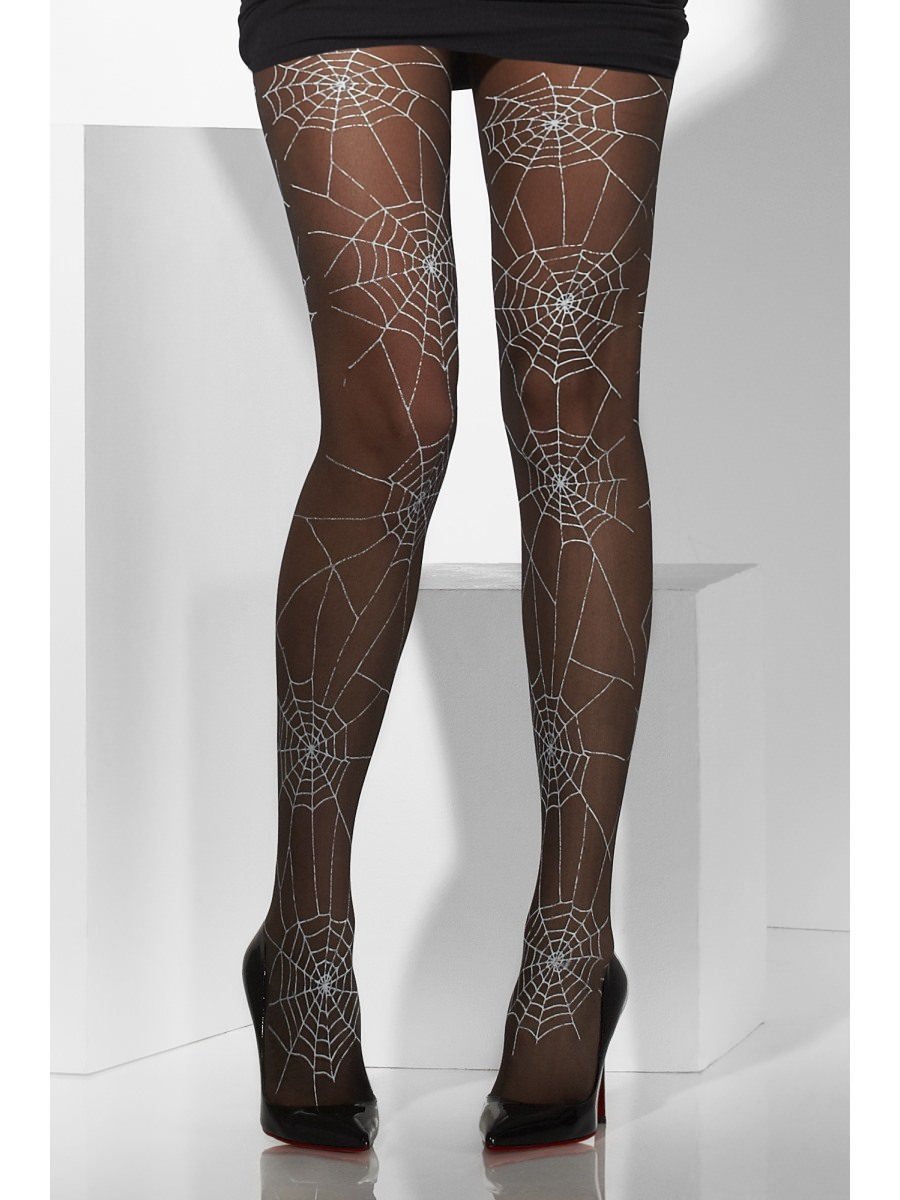 Tights, Black, Spiderweb Print Wholesale