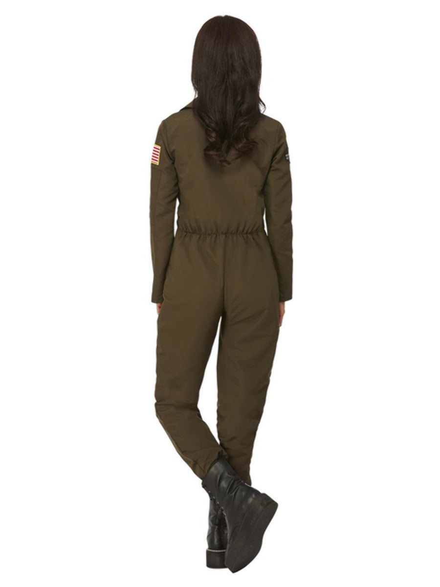 Top Gun Maverick Ladies Aviator Costume Green WHOLESALE Back